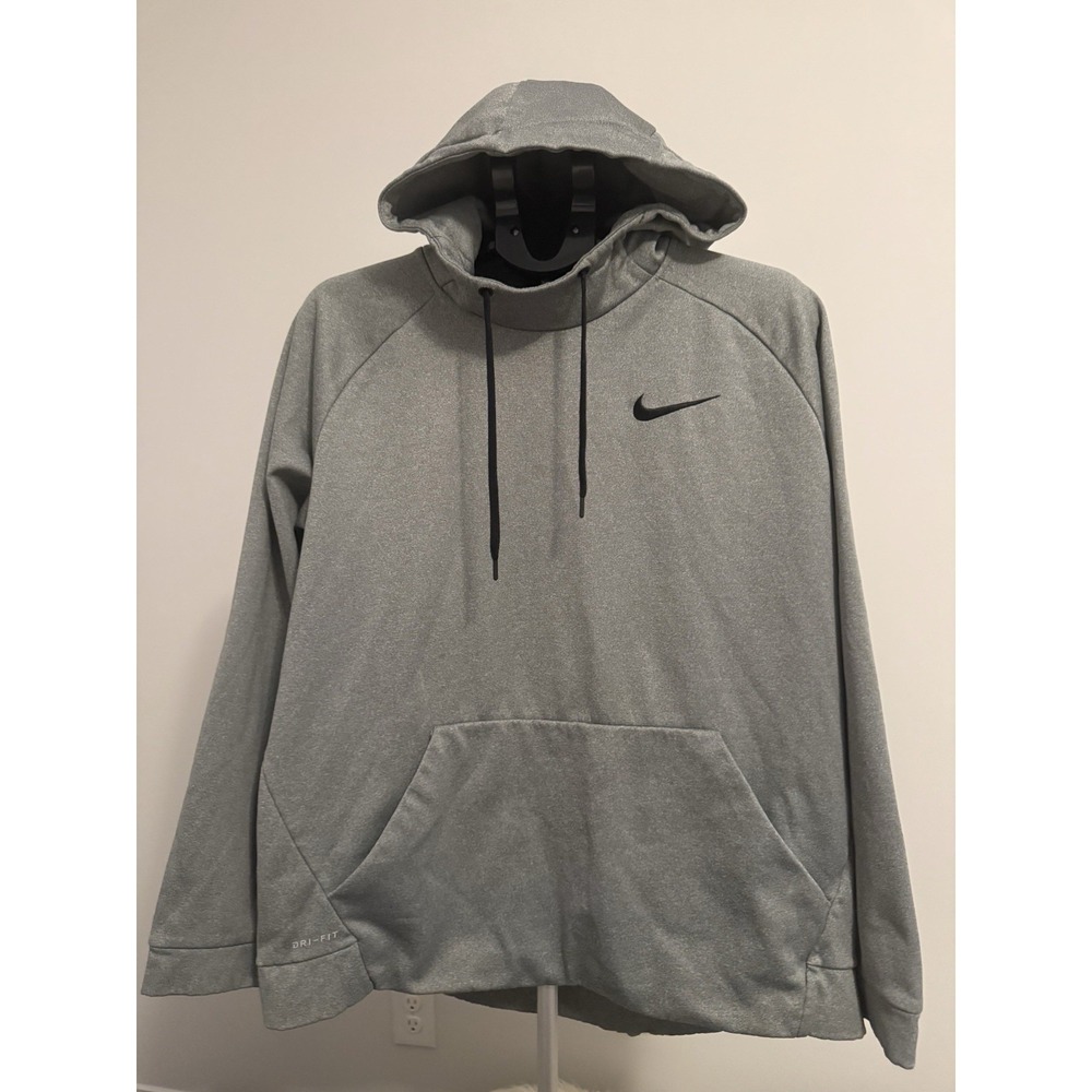 Nike Men's Thermafit Pullover Fleece Hoodie Gray Size XL
